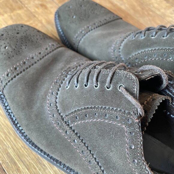 Salvatore Ferragamo suede cap toe chocolate brown lace up oxford shoes main image 5